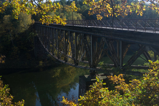 old train bridge over the river Bobr in the Bobr Valley in Poland