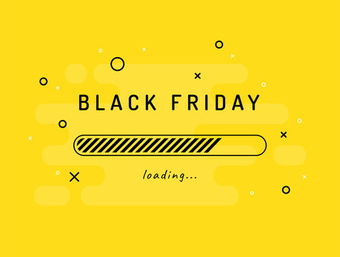 Black friday loading - vector illustration. Yellow background.