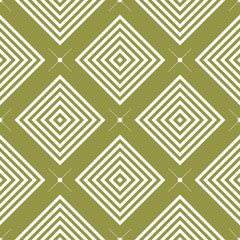 Olive green and white geometric ornament. Seamless pattern