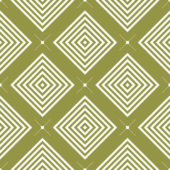 Olive green and white geometric ornament. Seamless pattern