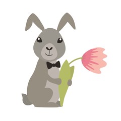 Cute rabbit with flower
