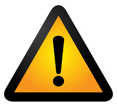 Black and yellow triangle warning alert sign vector illustration. Caution 3d attention sign black and yellow. Black exclamation point. Note, care, notice mark