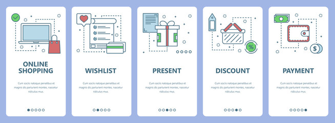 Vector thin line flat design shopping concept vertical banners