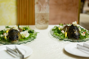 Stuffed fish on banquet