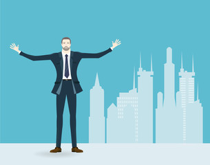 Successful businessmen in the city. Business concept illustration