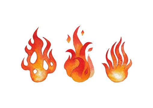 Watercolor fire flames