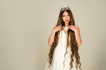 woman with long healthy hair in wedding dress © Volodymyr