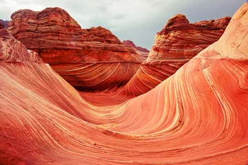 Wall murals Coral The Wave Sandstone Rock Formation in North Coyote Buttes near the Arizona/Utah Border