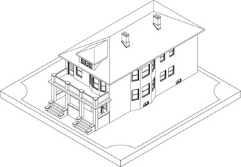 Contour of isometric house