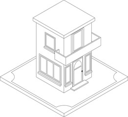 Contour of isometric house