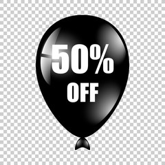 Black Baloon with percents on the isolated background.