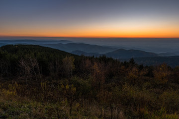 Panoramic view from the mountain Hornisgrinde in the Northern Black Forest in Germany.