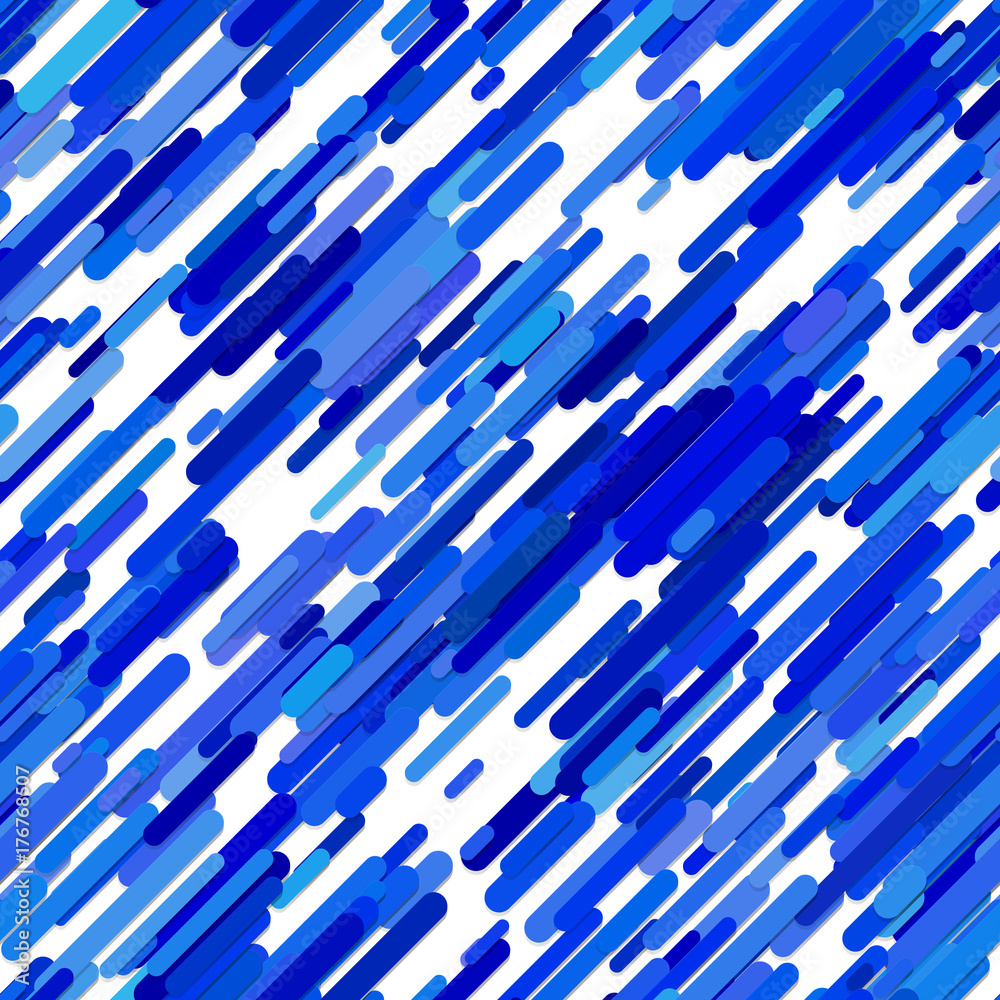 Poster blue random diagonal stripe pattern background - trendy vector design from stripes on white backgrou