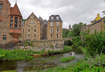 Dean Village along the river Water of Leith in Edinburgh, SCOTLAND.