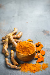Raw turmeric root curcuma longa powder