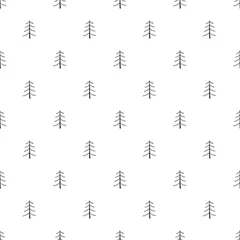 Behang Scandinavische stijl Uniek handgetekend naadloos patroon met abstracte vormen. Vectorillustratie in zwart-wit scandinavische stijl