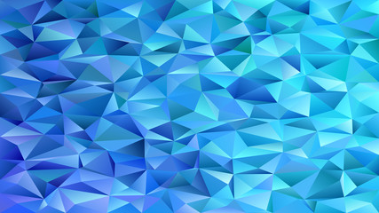 Blue abstract chaotic triangle pattern background - vector mosaic graphic