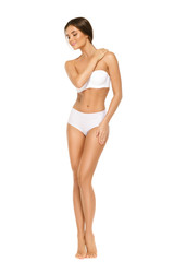 Woman with beautiful body on white background