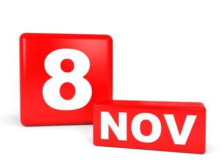 November 8. Calendar on white background.