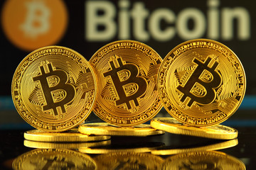 WROCLAW, POLAND - OCTOBER 14, 2017: High interest in bitcoin, new virtual money. Conceptual image...
