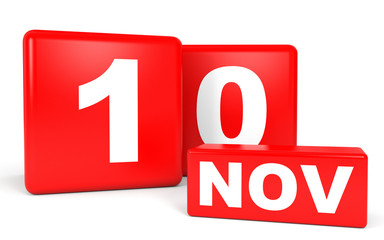 November 10. Calendar on white background.