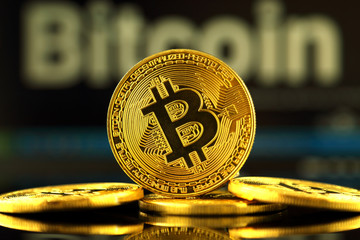 WROCLAW, POLAND - OCTOBER 14, 2017: High interest in bitcoin, new virtual money. Conceptual image...