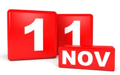 November 11. Calendar on white background.
