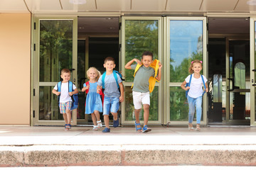 Children coming out from kindergarten