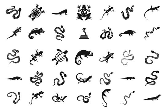 Reptile icon set, simple style