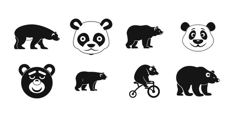 Bear icon set, simple style