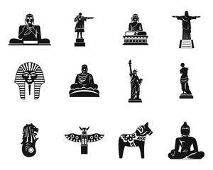 Statue icon set, simple style