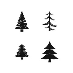 Fir tree icon set, simple style