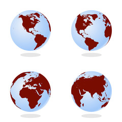 Set of Abstract Globe with World Map. 3D Vector Illustration.