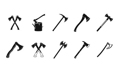 Axe icon set, simple style