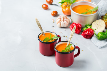 Tomato pepper soup gazpacho with garlic