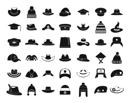 Hat Icon Set, Simple Style