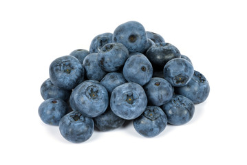 Heap of blueberries on white background