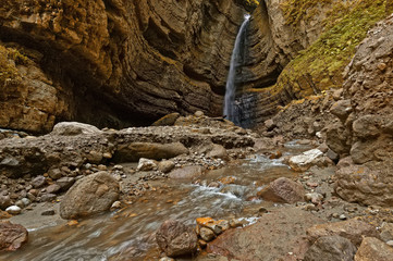 Fototapeta na wymiar Waterfall in the mountains. Autumn.