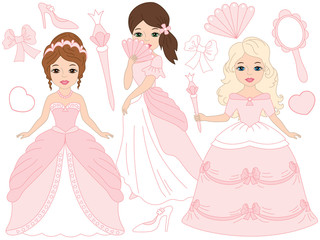 Vector Set with Beautiful Princesses