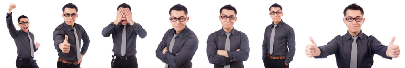 Young smiling man isolated on white