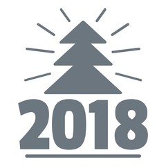 Fototapeta premium Minimal christmas tree logo, simple gray style
