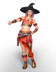 魔女コスチュームの女性