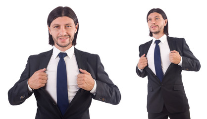 Businessman rushing isolated on the white background