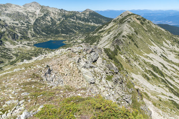 Amazing Landscape of Popovo lake, Dzhangal and Polezhan peaks from Dzhano peak, Pirin Mountain, Bulgaria