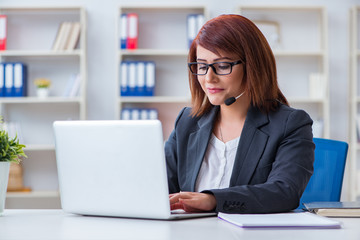 Call center operator working with clients