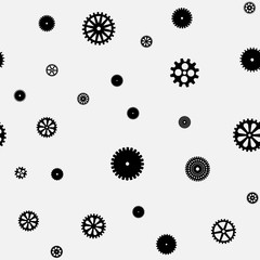 abstract vector black flat gears seamless pattern