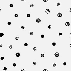 abstract vector black flat gears seamless pattern