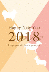 2018年戌年　犬の年賀状テンプレート