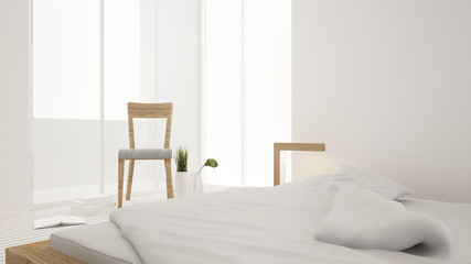 bedroom and living area in hotel or apartment - Interior design - 3D Rendering