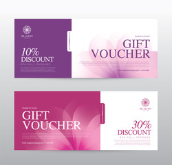 Gift Voucher, Flower Spa Yoga background banner template, vector illustration